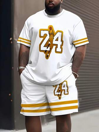 Sommer Streetfashion Herren 24 Muster Outfit 2 Teile/Set Große Größen Kurzarm Oberteil & Shorts