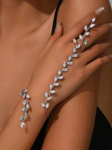 1pc Minimalist Luxury Zirconia Finger Chain Bracelet, Suitable For Women, Versatile For Summer