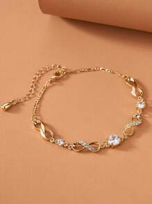 Minimalist Cute All-Match 8-Type Zirconia Anklet, Adjustable Brass Based Jewelry Gift For Women