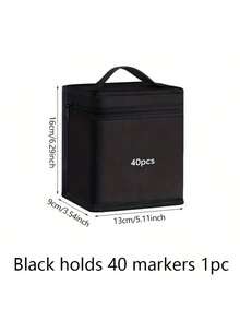 大容量折叠便携式记号笔袋，多功能帆布笔袋，记号笔收纳盒，适用于小型化妆包（不含记号笔）-可手洗，适用于学校用品、返校季、铅笔盒、文具 - 黑色筆袋 - 查看 13