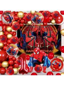 64PCS New Spider-Man Theme Balloon Set Birthday Party Decorations Superhero Balloons Backdrop Banner For Birthday Party Scene Layout