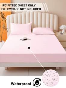 1pc Solid Color Waterproof Fitted Sheet ,Bed Sheet Set Skin-Friendly Mattress Cover, Soft And Comfortable Bed Sheet For Bed ,Mattress Protector, Bedspread For Bedroom, Mattress Cover For Comfortable Sleep, Suitable For All Season