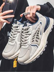 Día de lanzamiento desgaste luz zapatos para correr etiqueta de MODA zapatos minimalistas pies micro-grasa delgada marea zapatos de doble densidad EVA papá zapatos capa de malla elástica + talón módulo de estabilidad antideslizante suela ondulada Beige gris azul estilo minimalista - Gris - Ver 2