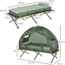 2025-NEW Outsunny 1 Person Foldable Camping Tent WSping Bag Air Mattrs Outdoor Hiking Picnic Bed Cot WFoot PumpParent- - Bildfarbe - View 4