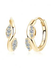 XUJIA 1 Pair Moissanite Earrings, 925 Sterling Silver, Suitable For Women, Ideal Jewelry Gift For Weddings Or Bridal