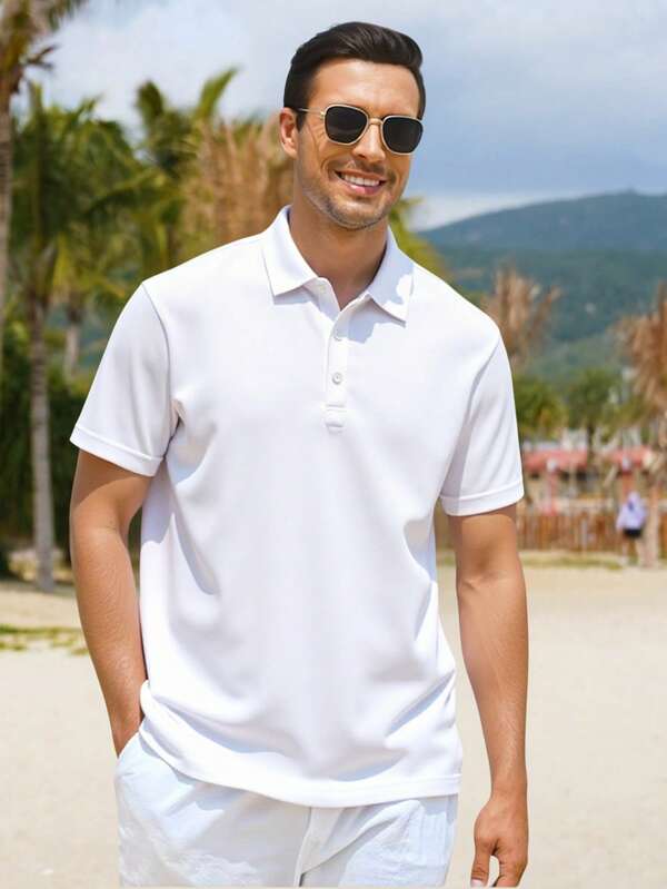 Playeras Casuales de Hombre Hot Sale Para Uso Diario,  Playeras de Hombre Transpirables de Manga Corta,  Polos de Hombre de Manga Corta de Sencillez de Moda,  Ropa de hombre de Manga Corta con Cuello Alto,  Polos Ajustados para Hombre