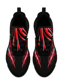 Zapatos de senderismo transpirables para hombres con impresión de calavera y espada, con ajuste ancho, suela con cuchilla, livianos, antideslizantes, amortiguación de impactos, aptos para uso casual
