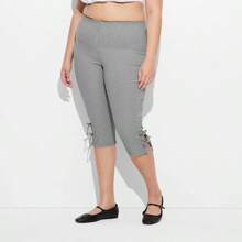 Women's Bow Capri Pants - Wild Fable™ - Gingham đen - Xem 2