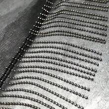 1码黑白网底金色银色金属珠流苏链饰边，6厘米宽，适用于服装和家居用品的装饰边 - 彩色 - 查看 7