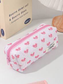 1 Piece Large Capacity Pink Polka Dot &Bow Cosmetic Bag Travel Toiletry Bag Beauty Tool Storage Makeup Bag Pink Cosmetics Storage Bag Portable Makeup Organizer Fashionable Travel Cosmetic Bag Mother's Day Gift School Supplies Travel Essentials Make Up Bag Holiday Essentials Cosmetic Bag Holiday Spring For Women,Girl - Multicolor - View 17