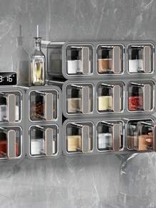 1pc Multi-Function Kitchen Seasoning Box, Salt Spice Storage Jar With Spoon, Horizontal & Vertical Hanging Sealed Condiment Set