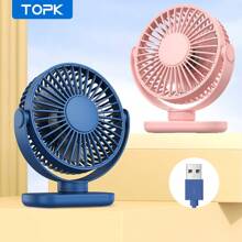 TOPK TOPK Mini USB Desk Fan, 360° Rotation 3 Speeds With Powerful Airflow, Stylish Design Brushless Motor High-Quality Construction Portable Personal Cooling Fan For Bedroom Home Office Desktop Travel