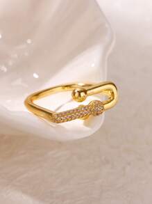 Luxus Hufeisenringe aus Edelstahl, kubischer Zirkonia in Gold- und Silberfarbe, nicht verblassend, offener Ring für Frauen, Hochzeitsschmuck, Party-Accessoires, Urlaub, Geschenke für Tochter/Mutter/beste Freundinnen