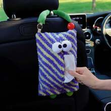 Cute Monster Car Tissue Paper Holder/Car Seat Hanging Tissue Box/Creative Cartoon Car Interior Decor/Bedroom Plush Tissue Box Cover