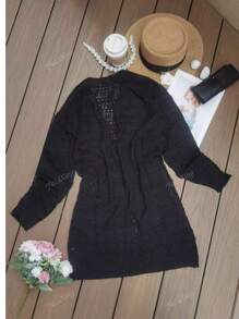 Vacation Beach Solid Color Hollow Out Knit Cardigan