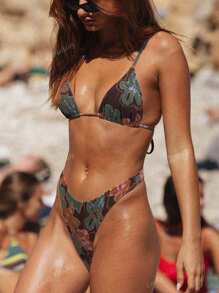 Women's Floral Print Sexy Bikini Swimsuit Set, Summer Beach