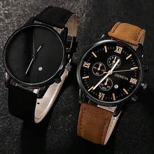 4件套男士石英表套装，时尚商务风格，适合作为重要的节日礼物 - 銀色 - 查看 3