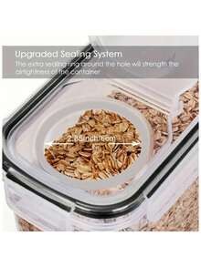 Asnews 4pcs 4L Airtight Food Storage Containers Set With Lids - Perfect For Kitchen Pantry Organization And Storage Of Cereal, Rice, Pasta, Tea, Nuts, And Coffee Beans - Dishwasher  With Labels And Marker Included - 黑與白 - 查看 6
