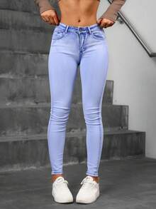 Mujer skinny jeans azules claros - Lavado ligero - Ver 1