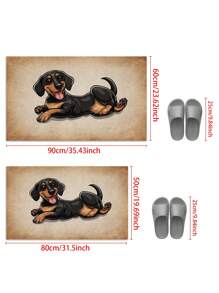 1pc Vintage Style Cute Dog Printed Doormat, Ultra-Thin Non-Slip Indoor Entrance Floor Mat, Welcome Rug, Bathroom Bedroom Mat, Garden Carpet, Home Decor Gift, Washable & Irronable