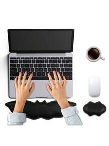 1 Set Bat-Shaped PU Leather Keyboard Wrist Rest And Mouse Wrist Pad With Anti-Slip Silicone Bottom, Soft And Comfortable, Hand Support To Relieve Fatigue, Suitable For Office Desktop Computer/Laptop Workstation, Luxury Wrist Rest