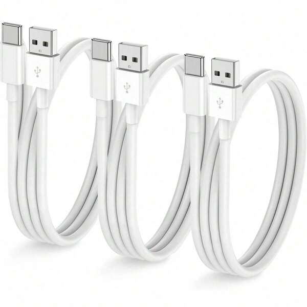 Cabo de carregamento rápido USB tipo C, pacote com 3 cabos CarPlay para carro, cabo carregador de carro tipo C compatível com 16, 15 Pro/Pro Max/Plus, Galaxy S24, S23, S22, S21, S20, S10, A55, A54, Flip