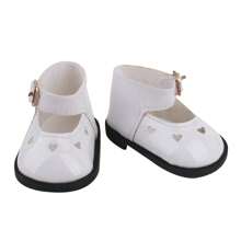 1 Pair Of Doll Shoes Fit For 18/14 Inch American Dolls, Fashionable Doll Heart-Shaped Patent Leather Shoes With Hollow-Out Decor And Buckle Design, Available In White, Red, And Black, Perfect Gift For Girls And Boys On Birthday, Holidays