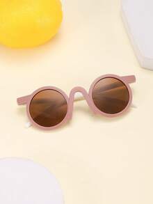 1pc Children's Round Frame Fashion Fashion Glasses, Cute Holiday Getup Style For Boys & Girls Aged 4-10Y, Suitable For Outdoor Activities, Vacations, Travel - Multicolor - View 4