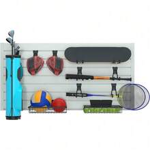 Garage Wall Organiser Storage System, Heavy Duty Slat Board, PVC Tools Pegboard, Wall Mounted Storage Rack For Shop Garage Workshop Display - default - View 5