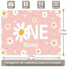 1pc Customizable Name Bus Hippie Theme Happy Birthday Photography Backdrop Vibrant Rainbow Daisy Decoration Personalized Name Design Birthday Shower Party Cake Table Decoration Banner Vinyl,Art Activities For Children