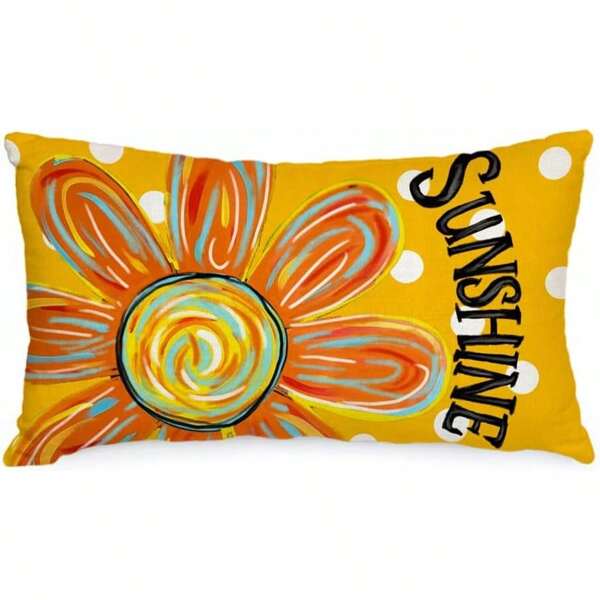 1PC Summer Pillowcase 12x20 Inch Watercolor Flower Sunshine Accent Farmhouse Seasonal Pillowcase Decoration Home Sofa With No Pillow Core On One Side