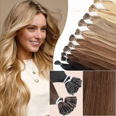 30g Extensiones de cabello humano Remy con puntas I, de 12-22 pulgadas, fáciles de peinar, con fusión en frío pre-unidas, suaves y naturales, duraderas, portátiles para viajes y retoques, longitud y volumen románticos, ideales para cosplay y moda diaria, excelente regalo para el Día de San Valentín