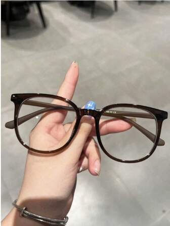 1PC Women's Large Round Frame Ultra-Lightweight Anti-Visual Fatigue Transparent Lenses Eye Protection Music Festival Fashion Glasses Versatile Flat Lenses Suitable For Daily Use For Watching Computers Watching TV Playing Games Looking At The Cell Phone Use