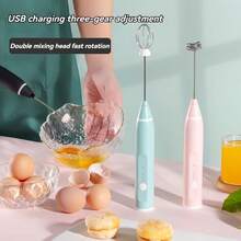 USB 可充电无线二合一手持式电动奶泡器、迷你搅拌机和打蛋器，带 3 档速度、不锈钢可拆卸搅拌器/支架 - 便携式搅拌机，适用于咖啡、卡布奇诺、烘焙、蛋白奶昔、威士忌、抹茶和烹饪工具