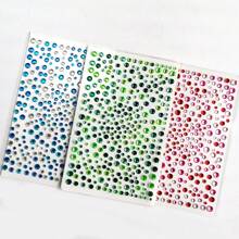 Nayiben 3 piezas de pegatinas de strass rosa, azul y verde, decoración de fiesta, pegatinas de maquillaje 3D para el cabello, la cara, las uñas, regalo de vuelta al colegio