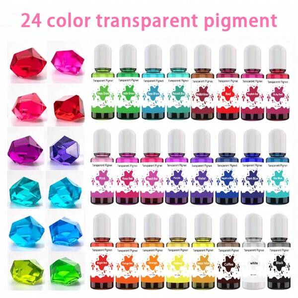 10ml 24 Colors Liquid Transparent Pigment Resin Colorant For Resin Coloring, DIY Resin Jewelry Making, Resin Painting, Resin Art Crafts