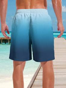 Plus Size Men's Hawaiian Style 3D Print Casual Beach Shorts - Quick Drying, Drawstring Waistband, Perfect For Summer Outings