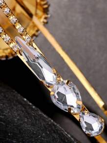 1 Stück Goldweiße Feder Strass Ball Tiara Geeignet für Damenbälle oder Auftritte Kopfschmuck Schmuck Übertrieben Elegante Krone im exotischen Stil