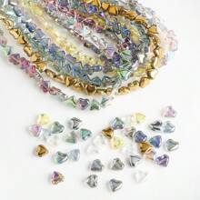 50pcs 8mm Side Drilled Glass Heart/Butterfly Beads For DIY Jewelry Making, Can Be Used For Necklaces, Bracelets, Earrings, Belts, Headpieces, Shoes, Phone And Key Chains, Etc.