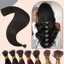 0.7G/S Premium Nano Ring Beads Human Hair Extensions 100% Real Remy Hair Invisible Mini Beads 35G/PACK 18"-24" #01 Jet Black - #01 墨黑色 - 查看 7