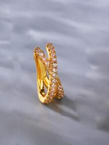 1 件男女通用炫酷个性化锆石十字架袖口耳环，无耳耳环