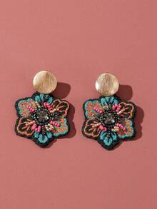 1 Pair Floral Boho Earrings, Suitable For Women To Wear For Vacation, Beach, Parties, Dates, Formal Events And Daily - Multicolor - View 1