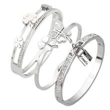 3/1 件女士珠宝手链礼品套装，不锈钢手链配方晶锆石四叶花、蝴蝶吊坠 - 小鎖吊墜組合款 - 查看 26