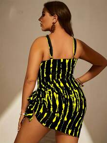 New Plus Size Tankini Covering Belly Slimming Two-Piece Set Cross Neck Hollow Out European And American Sexy Plus Size Swimsuit For Women - Black - View 3