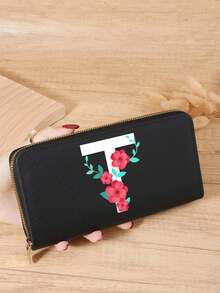 Burgundy Bag Charry Red Bag Wine Red Bag, A-Z Letter Print Fold Over Long Wallet Women Fashion Modern Business Slim Portable Versatile Large Capacity Credit Card Zipper ID Card Money Cash Storage Business Casual Perfect School College Work Business Commute Teachers' Day Back To School Holiday Office For Birthday Gift On Valentine Day Lady Female Women White-Collar Workers College Student,Bag School Supplies For School Dorm Room & Back To School - Burgundy - View 43