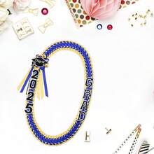 Graduation Necklace Class Of 2025 Grad Ribbon Double Braided Necklace With Tassel Handmade Lei Necklace For Congrats Graduates Senior - 藍色 - 查看 5