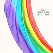 1pc Multi-Color Dance Imitated Silk Veil Poi 2.0x0.8M/78"X31" Belly Dance Poi Streamer Throw Ball Haka Dance And Polynesian Delicate Cool Eye-Catching Flag, Stage Performance Prop (1 Ball+ 1 Ribbon) - 橘色 - 查看 6