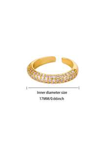 Luxus Hufeisenringe aus Edelstahl, kubischer Zirkonia in Gold- und Silberfarbe, nicht verblassend, offener Ring für Frauen, Hochzeitsschmuck, Party-Accessoires, Urlaub, Geschenke für Tochter/Mutter/beste Freundinnen