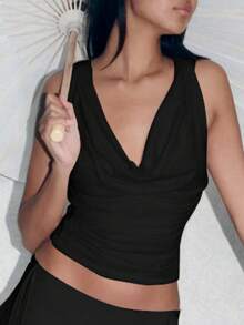 Tops de cropped con diseño hueco y parche para mujer, sexy para fiestas y clubes