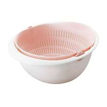 Multifunctional Drain Basket, Dual-Layer Removable Plastic Colander For Washing Fruit & Vegetable, Kitchen Fruit & Vegetable Round Basket, Perforated Rice Washing Bowl - Multicolor - View 12